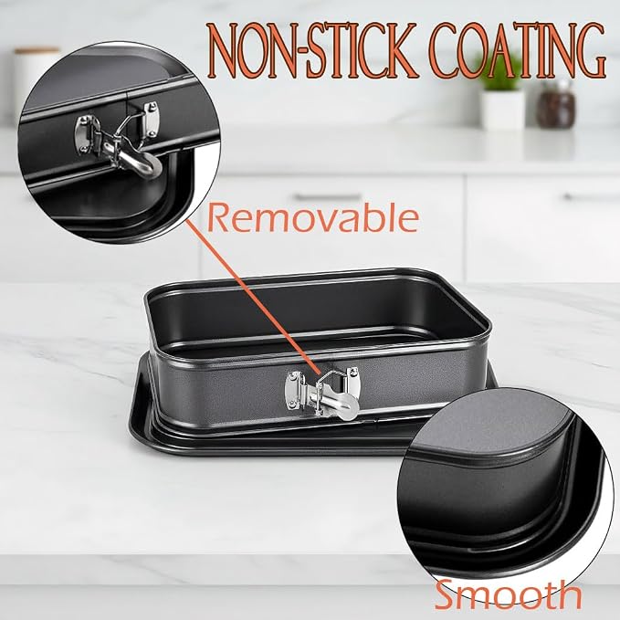 Springform Cake Pan Non-Stick, 11 x 7.1 Inch Rectangle Cheesecake Pan, Tiramisu Bakeware with Removable Bottom Baking Pan Mold Leakproof