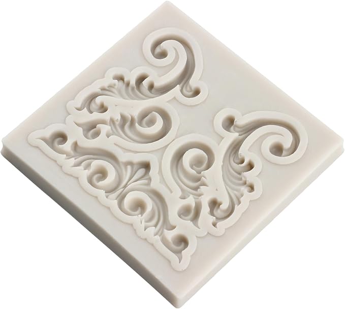 Baroque Silicone Molds - Curlicues Scroll Lace 3D Sculpted Fondant Relief Flower Filigree Molds For Cake Decorating Cupcake Topper Chocolate Gum Paste Candy Polymer Clay