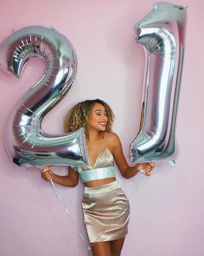 Balloon Numbers 40 Inch 5 Ballon for 5th Birthday Decorations, 15 25 35 50 Big Silver Number Balloons for Wedding Photo Shoot Party Decor
