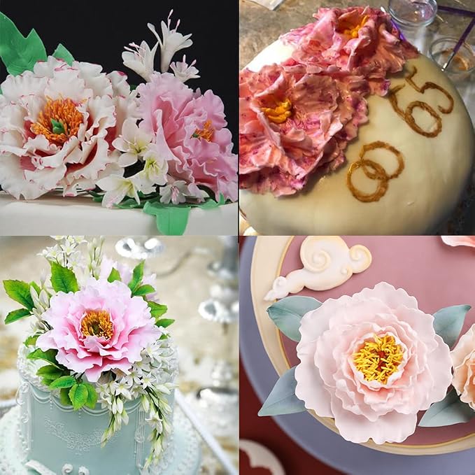 SK 5-Piece Peony Fondant Cutters Set Sugarcraft Modeling Tools Kit for Cake Decoration White