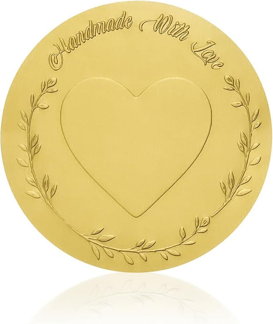 120Pcs Handmade With Love Stickers, 2 Inch Embossed Gold Foil Handmade Stickers Labels for Small Business Packaging, Wedding Favors, Crafts, Birthday, Envelope Seals – Round Adhesive Thank You Tags