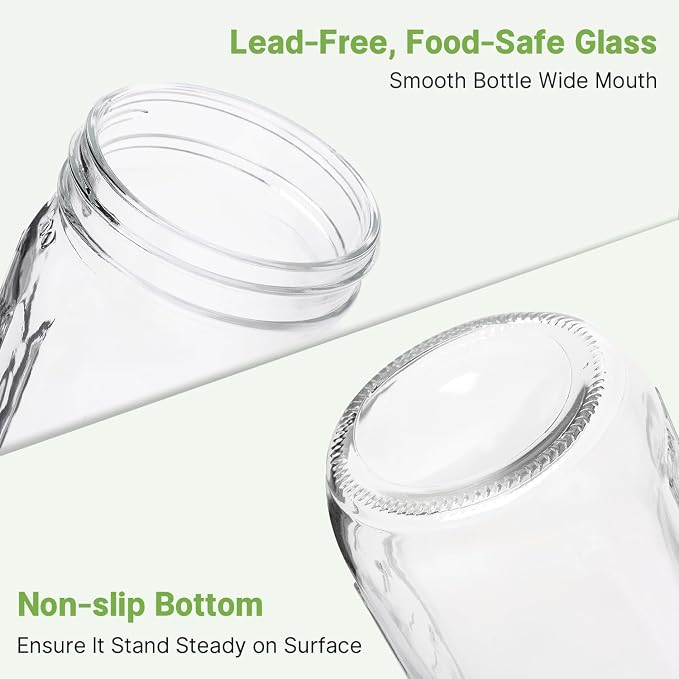 4-Pack Mason Jar Fermentation Kit(Jars Included) Four 32oz Fermentation Jars with Plastic Fermenting Lids, Airlocks, Silicone Rings & Grommets, and Glass Weights for Easy Fermenting & Storage