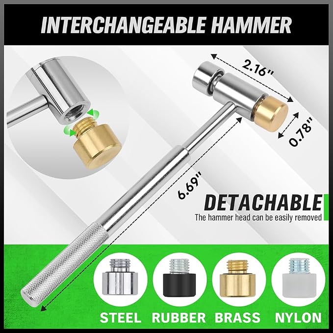 SWANLAKE 22PC Punch Set and Hammer with Brass, Hollow, Steel, Plastic Punches, Brass Punch for Maintenance