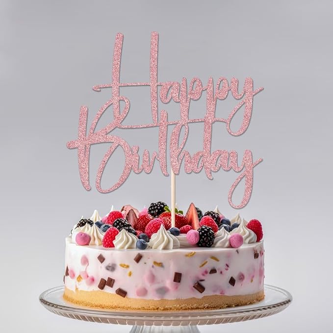 rose gold Happy Birthday Cake Topper, Happy Birthday Cake Bunting Deco, Baby Gender Reveal Party/Anniversary Party Decoration Supplies