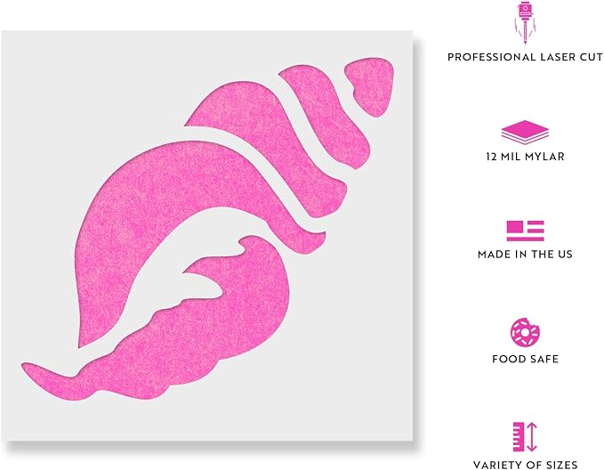 Seashell Stencil - Shells Stencil, Summer Stencil, Shell Stencil, Conch Stencil, Coastal Stencil