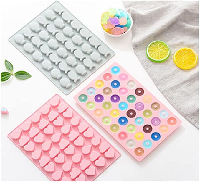 Cartoon Animals Silicone Molds for Chocolate, Heart Shape Non-Stick Silicone Gummy Candy Molds Bee Ice Cube Tray Gelatin Biscuit Cookie Baking Mold (Blue,Donut Theme)