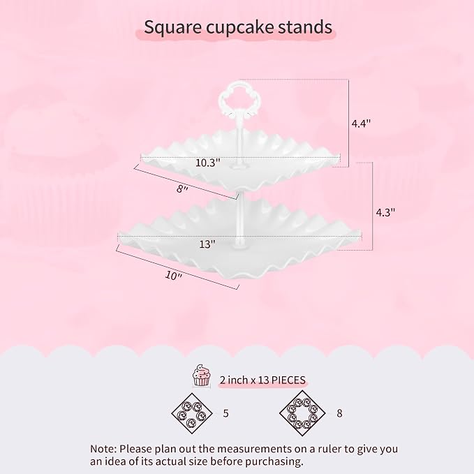 Pack of 11 NWK Cake Stand Set, with 3 x Two-Tier and 3 x Three-Tier Cupcake Stands, 4 x Appetizer Trays, 1 x Tablecloth for Birthday Bridal Baby Shower Party (White)