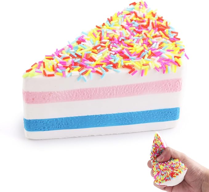 Anboor 4.72" Rainbow Thick Striped Cake Squish Slow Rising Scented Kawaii Fiidget Toy for Kids Adults Autism Birthday Gifts