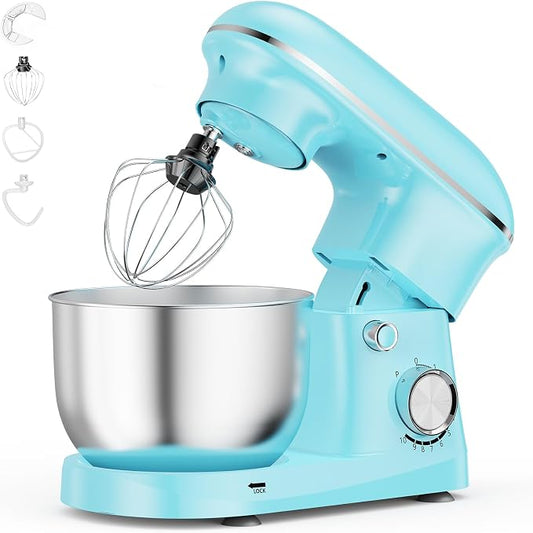 NEWBULIG Stand Mixer, Kitchen Aid Mixers Alternative, 300W 4.2Qt 10-Speed Electric Standing Mixer with Dough Hook, Whisk, Beater & Multi-Cover for Baking, Cakes and Home Cooking Needs