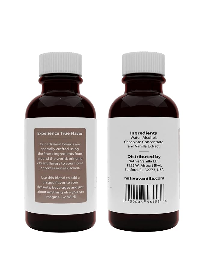 Native Vanilla - Pure Chocolate Extract - 4 Fl Oz - Pure Flavors and Extracts - Perfect for Cooking, Baking, and Dessert Crafting
