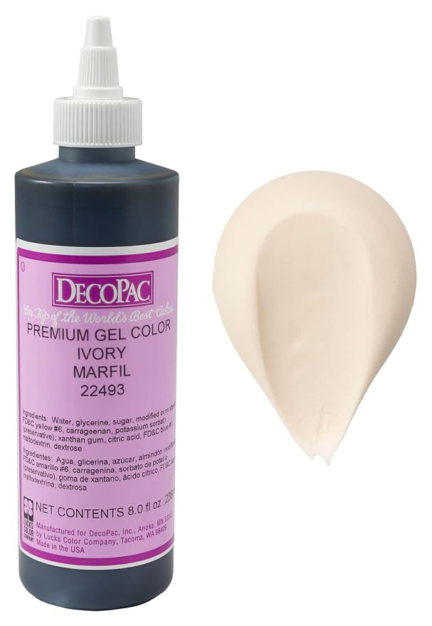 DECOPAC Premium Gel Food Color, Edible Coloring For Use with Buttercream or Whipped Icing, Fondant & Piping Gel, Highly Concentrated Gel, 8oz - Ivory