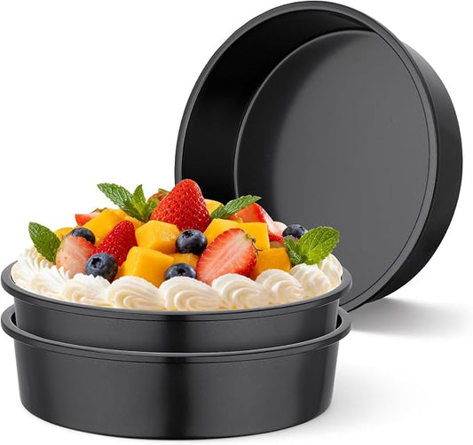 Beasea 10 Inch Cake Pan Set of 3, Large Carbon Steel Round Cake Pans for Baking, Heavy Duty Large Cheesecake Mold Tin Bakeware for Birthday Party Wedding
