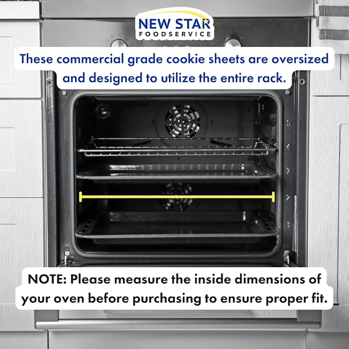 New Star Foodservice Commercial-Grade 18-Gauge Aluminum Sheet Pan/Bun Pan, Full Size XL (18 x 26 x 1 in)