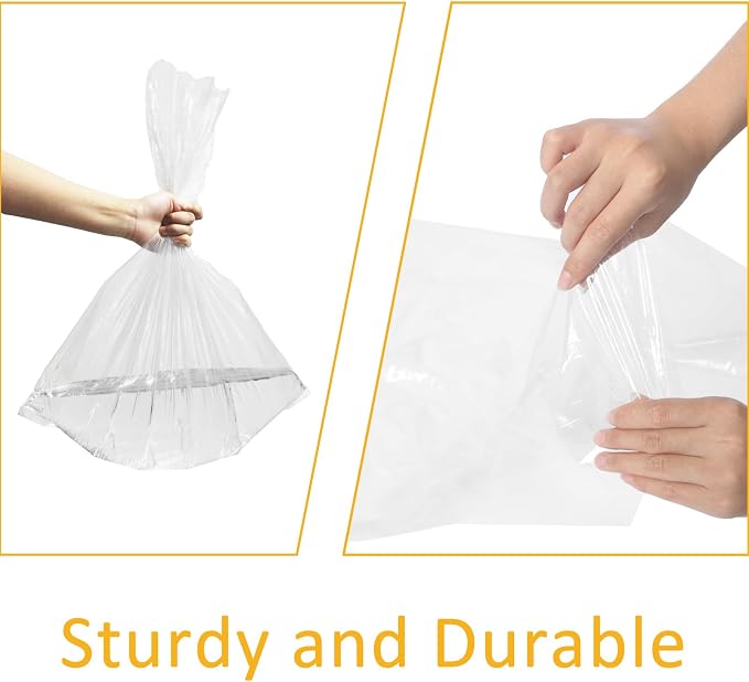 200 Pack 18 x 24 Inch Plastic Produce Bags Bread Loaf Bags Clear Plastic Flat Poly Bags with Twist Ties for Food, Bread, Dough, Clothes Packaging, Storage, Gift Bag(1 Mil)