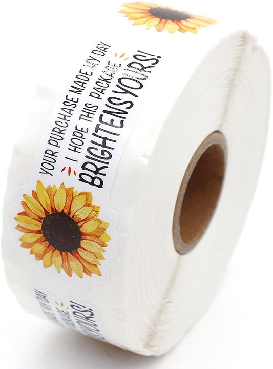 Sunflower Thank You Gift Packaging - Cute Stickers for Small Business - 500 PCS