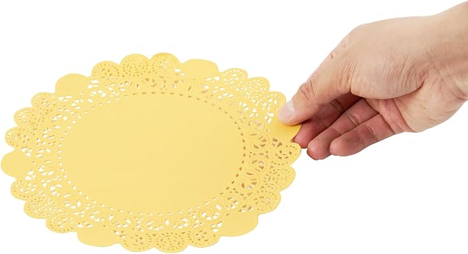 Pastry Tek 8 x 8 Inch Paper Lace Doilies, 4000 Disposable Table Doilies - Elegant Lace Finish, Long Lasting, Orange Paper Doily, for Pastries, Cupcakes, Desserts - Restaurantware