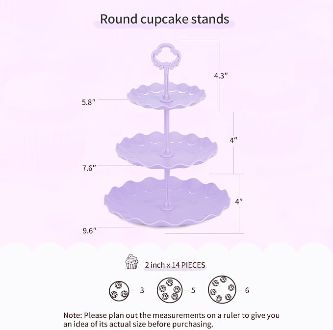 Pack of 11 NWK Cake Stand Set, with 3 x Two-Tier and 3 x Three-Tier Cupcake Stands, 4 x Appetizer Trays, 1 x Tablecloth for Birthday Bridal Baby Shower Party (Colorful)