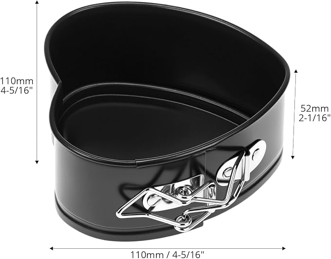 QWORK Springform Cake Pan Set - 4 Pack 4-Inch Non-Stick Leakproof Heart Shape Cheesecake Pan Baking Molds with Removable Bottom for Birthday Cakes
