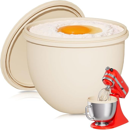 Snuggery 6QT Silicone Bowl Liner for KitchenAid Tilt-Head Stand Mixers – Food-Grade Silicone Insert with Sealable Lid, Vent Holes & ml Markings – Heat-Resistant, Stackable Design