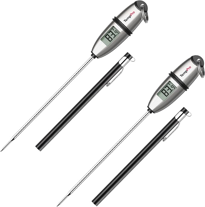 TempPro TP02S (2 Pack) Digital Food Thermometer for Cooking Bread Baking Sourdough Liquids, Meat Thermometer Digital with Super Long Probe for Kitchen BBQ Candy Making Accessory (Previously ThermoPro)