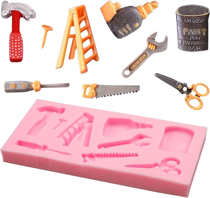 Mini Pliers Construction Tools Cake Decorating Silicone Molds, Hand Hardware Tools Molds for Chocolate Cake Decoration Candy Cupcake Topper Cake Polymer Clay Crafts Epoxy Resin