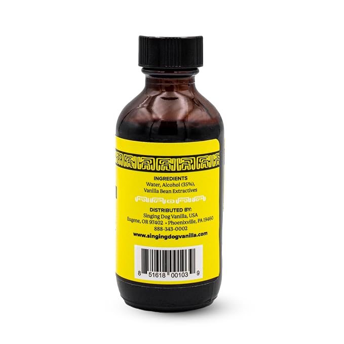 Singing Dog Vanilla Pure Vanilla Extract, 2 fl oz - All-Natural, Non-GMO, Sugar-Free, Corn-Free - Allergen-Free USA Facilities, Kosher, Vegan