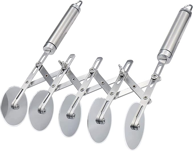 Juome 5 Wheel Pastry Cutter Stainless Pizza Slicer Multi-Round Dough Cutter Roller Cookie Pastry Knife Divider with Handle