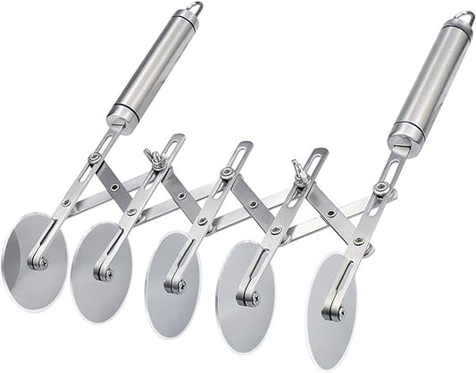 Juome 5 Wheel Pastry Cutter Stainless Pizza Slicer Multi-Round Dough Cutter Roller Cookie Pastry Knife Divider with Handle