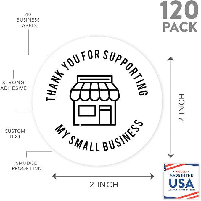 Andaz Press Round Small Business Sticker Labels, 120-Pack, Thank You for Supporting Small Business