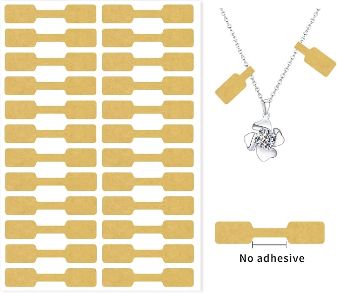 Kraft Jewelry Price Labels,Any Pen Will not be Smeared,No Glue in the Middle Folding Part,Suitable for Jewelry handicrafts,etc.(600 PCS,1 Bag)