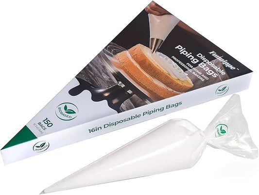Biobased Disposable Piping Bags 16 Inch, Eco-Friendly Cake Decorating Pastry Bags, Anti-Burst, Pack of 150
