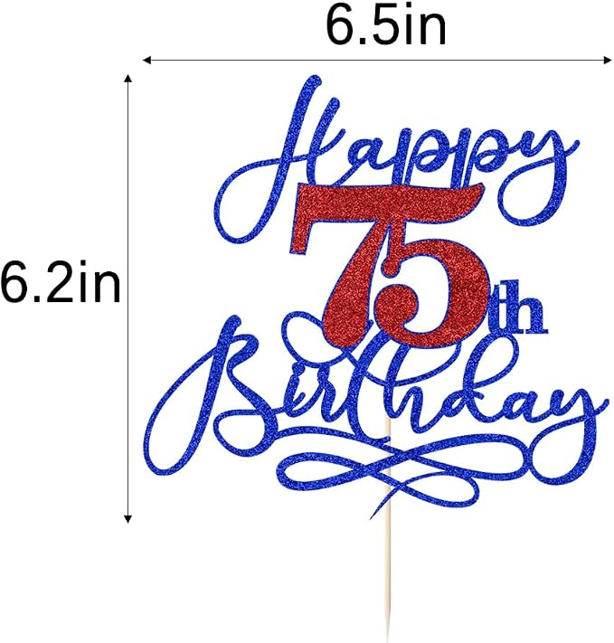 Happy 75th Birthday Cake Topper,Black font Golden Numbers 75th Birthday Cake Decoration，Hello 75, Cheers to 75 Years/75th Anniversary,75& Fabulous Party Decoration
