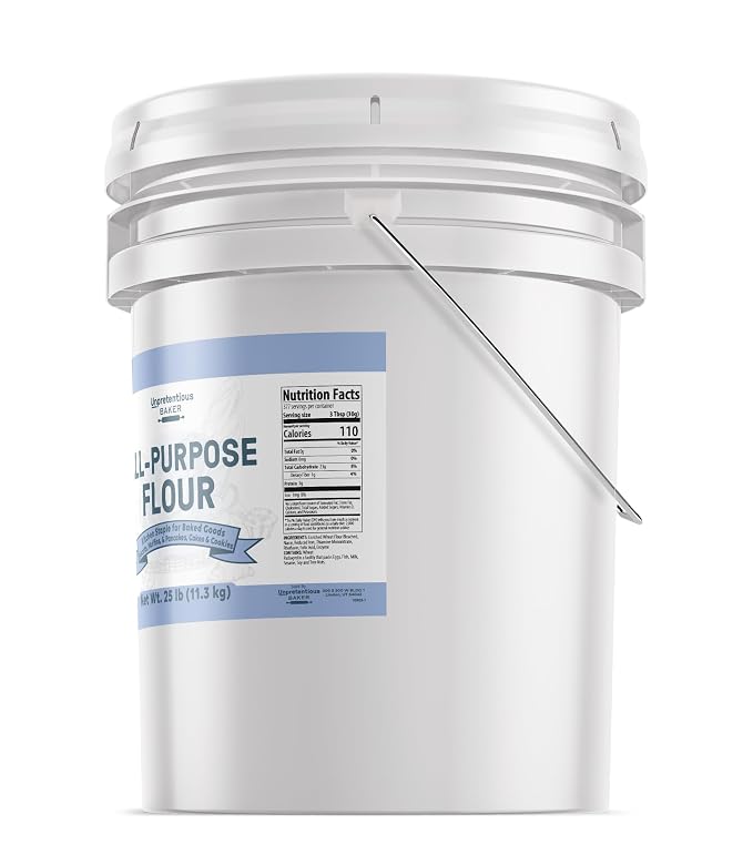 Unpretentious All Purpose Flour, 5 Gallon Bucket, Versatile Kitchen Staple, Food Storage (400 Ounce)