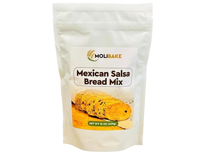 Molibake Mexican Salsa Bread Mix – Premium Artisan Bread Mix for Bread Machine and Oven – 15 oz – All-Natural Gourmet Blend with Tomato, Jalapeño, Bell Pepper, Onion, Garlic & Cilantro – Easy-to-Use Bread Maker Mix for Homemade Baking