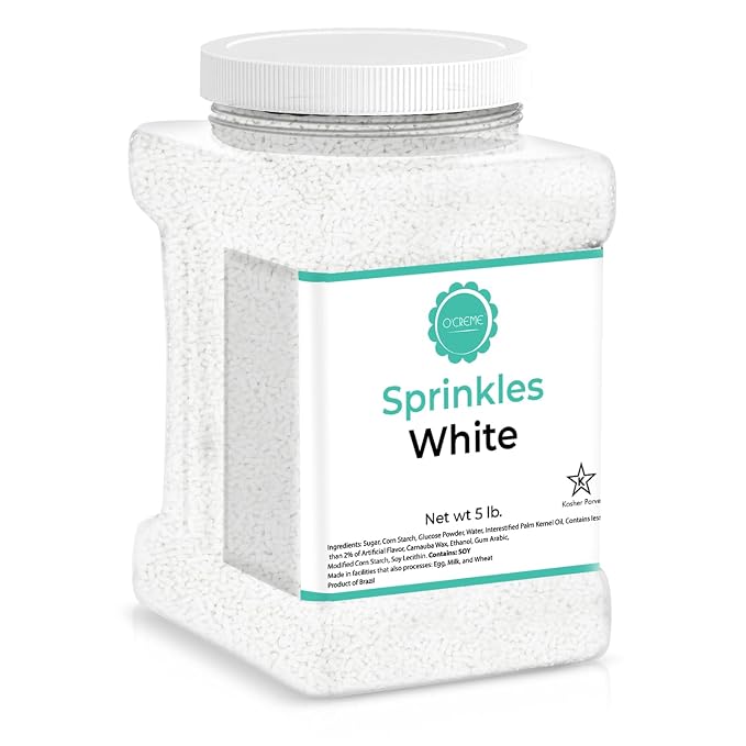 O’Creme White Sprinkles – 5 Pounds for Cake Decorating – Kosher Pastel Sprinkles for Cupcakes, Cookies, Cakes, Ice Cream