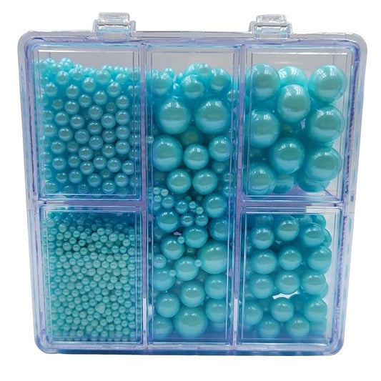 Blue Pearl Sprinkles for Baking, 4 Sizes Mix Size, Edible Pearls for Cupcake Topper, Ice Cream, Cookie, Donuts, Cake Decorating (2mm, 4mm, 7mm, 10mm)