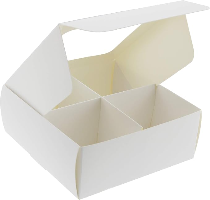 Treat Boxes - 24 ct 6 x 6 x 2.4 in Bakery Boxes with Windows and Dividers for Candy, Cookies, Cupcakes, or Bakery Desserts - Chocolate, Treats, and Baked Goods Packaging for Gifting