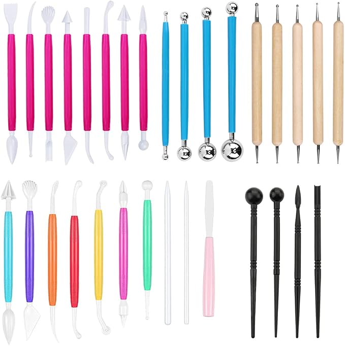 31 Pcs Cake Decorating Tool Set, Fondant Tool, Polymer Clay Tool, Modeling Clay Sculpting Tools Kits for Pottery Sculpture