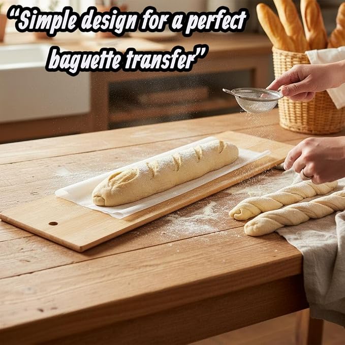 Baguette Transfer Peel by Paz Fumis Design - Baguette Flipping Board -18 inch - French Bread Baking - Bread Peel. Design and Quality by Paz Fumis