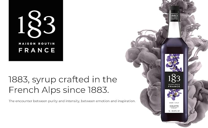 1883 Violet Syrup for Drinks, Made in France, 1 Liter Glass Bottle