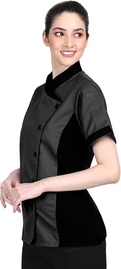 Short Sleeves Only Women's Ladies Side Mesh Chef's Coat Jacket