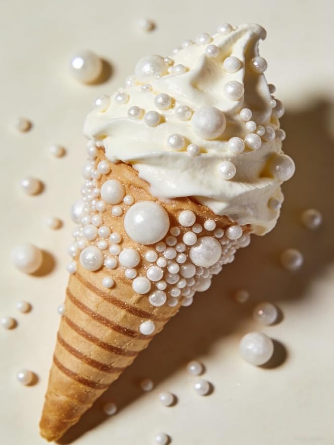 HeDeon&Rles White Pearls Sprinkles for Baking White Sprinkles 90g/3.17oz 4 Size Mix Edible Pearls for Cake Cupcake Pancake Icing Decoration