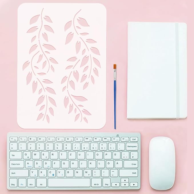 FINGERINSPIRE Willow Branches Stencil for Painting 8.3x11.7inch Plastic PET Willow Leaves Template with Paint Brush Tree Leaf Branch Stencil Infinite Circulation Template for Painting on Wood