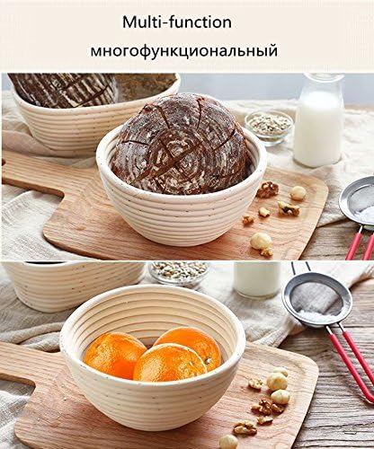 5 Inch Round Banneton Bread Proofing Basket 2 pcs Natural Rattan Cane Brotform Handmade& Linen Liner Cloth