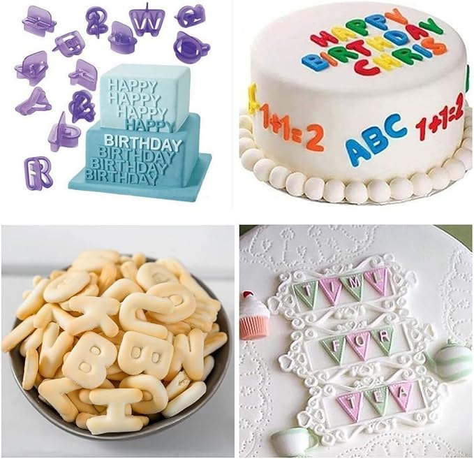 Flower Fondant Cutters,73Pcs Cake Cookie Cutter Plunger Sugarcraft Alphabet Letters Decorating Tools,Sunflower Rose Leaf Butterfly Heart Star Carnation Hollow Calyx Cutter Molds,Icing Modelling Kit