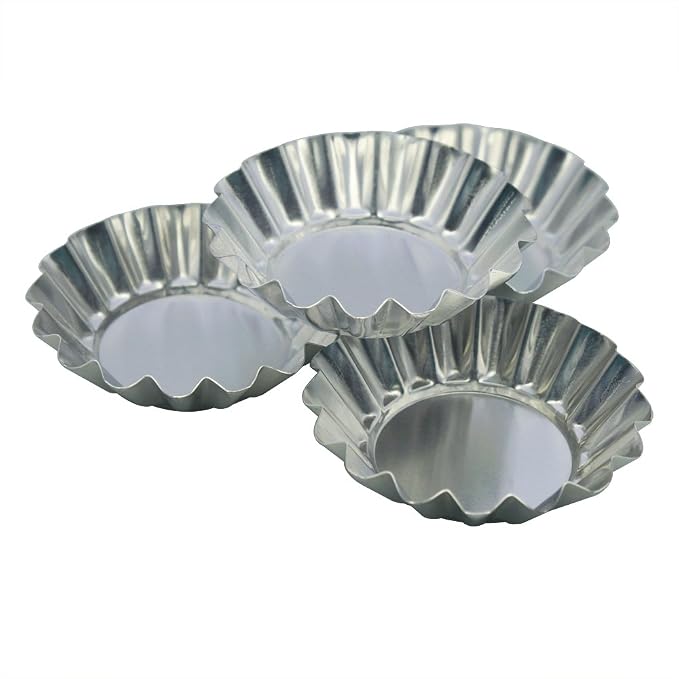 MYStar 3.15" (8 cm) Fluted Design Round Shape Non-stick Aluminum Tart Mold, Mini Pie Tin, Tartlet Pan, set of 20