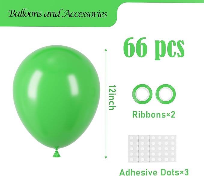 Voircoloria Green Balloons, 66pack 12inch Green Latex Party Balloons for Graduation, St. Patrick's Day, Wedding, Birthday, Christmas, Baby Shower, Anniversary Party Decorations