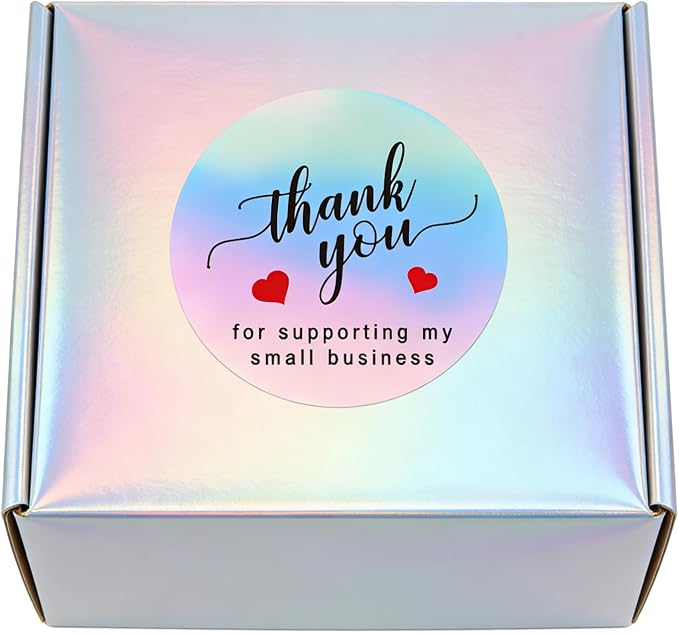 Thank You for Supporting My Small Business Stickers, 1.5 inch Holographic Labels Sticker for Bakeries, Crafters & Small Business Owners, 500 Labels Per Roll
