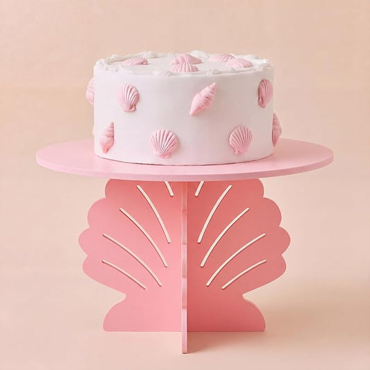 Lallisa 12" Shell Shaped Cake Stand Pink 3D Ocean-themed Party Decorations with Scalloped Base PVC Dessert Holder Centerpieces for Wedding, Birthday, Baby Shower & Tea Party Ocean-themed Supplies
