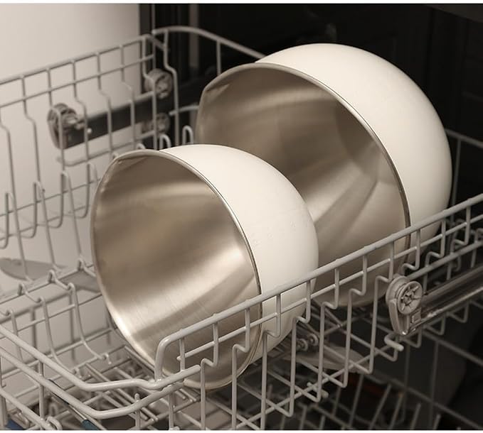 304 Stainless Steel Mixing Bowls with Lids, Nested Metal Bowl Set for Cooking Salad Dough Egg Whisking, Stackable Kitchen Prep Storage Containers(24CM White Lid)